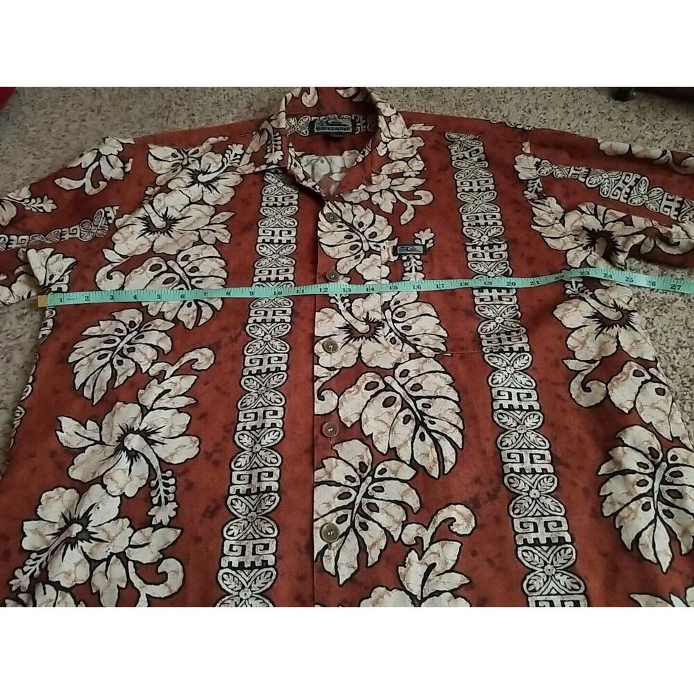 Quicksilver Shirt‎ Men's Large Brown Button Up Short Sleeve Hawaiian Island Vtg - Picture 8 of 9